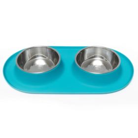 Messy Mutts Double Feeder Blue 1.5 Cup