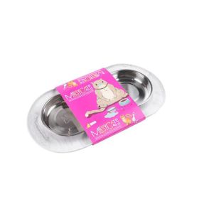 Messy Mutts Cat Double Feeder Silicone Marble