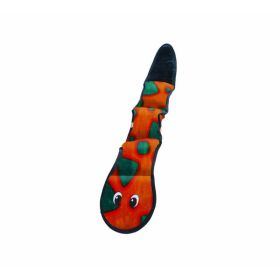 Outward Hound Invincibles Dog Toy Snake 3 Squeakers Orange-Blue Large