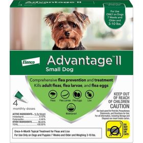 Advantage II Dog Small Green 4-Pack