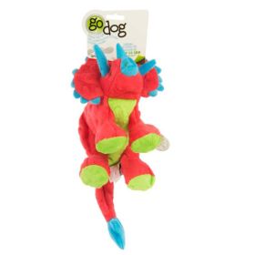 goDog Dinos Frills Durable Plush Squeaker Dog Toy Large