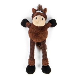 goDog Checkers Skinny Durable Plush Dog Toy Horse Large