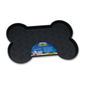 Loving Pets Spill-Proof Bone Shaped Dog Mat Black Large