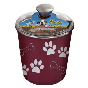 Loving Pets Treat Canister Paw Print and Bone Merlot