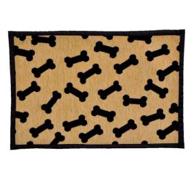 Loving Pets Fashion Dog Mat Dancing Bone Tan; Black